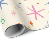 Papier Cadeau étoiles joueuses et tourbillonne motif coloré (Coin rond)