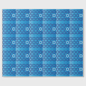 Papier Cadeau Étoiles juives bleues (Plat)