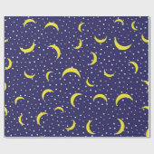 Papier Cadeau Étoiles Lumineuses & Quartier Jaune Ciel nocturne  (Plat)