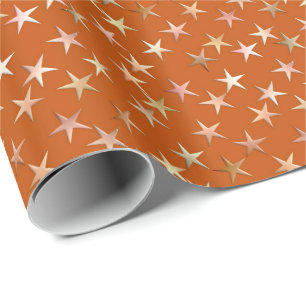 Papier Cadeau Étoiles métalliques, or pâle et nuances d'en