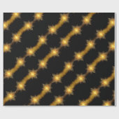 Papier Cadeau Étoiles Motif Black et Gold Star Lumières Élégant (Plat)