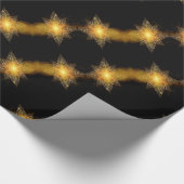 Papier Cadeau Étoiles Motif Black et Gold Star Lumières Élégant (Coin)