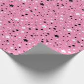 Papier Cadeau étoiles noir et blanc sur rose (Coin)