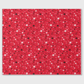 Papier Cadeau étoiles noir et blanc sur rouge (Plat)