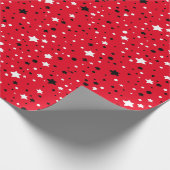 Papier Cadeau étoiles noir et blanc sur rouge (Coin)