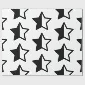 Papier Cadeau Étoiles noires et blanches modernes (Plat)