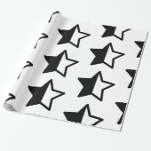 Papier Cadeau Étoiles noires et blanches modernes (Déroulé)
