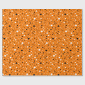Papier Cadeau étoiles noires et blanches sur orange (Plat)
