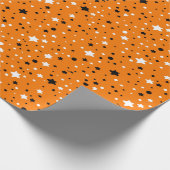 Papier Cadeau étoiles noires et blanches sur orange (Coin)
