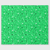 Papier Cadeau Étoiles noires et blanches sur vert néon (Plat)