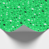 Papier Cadeau Étoiles noires et blanches sur vert néon (Coin)