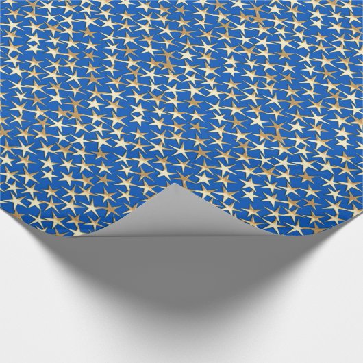 Papier Cadeau étoiles or sur bleu cobalt (Coin)