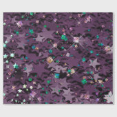 Papier Cadeau Étoiles Parkly Violettes Et Multinolores (Plat)