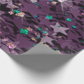 Papier Cadeau Étoiles Parkly Violettes Et Multinolores (Coin)