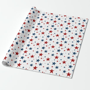 Papier Cadeau Étoiles patriotiques en rouge blanc et bleu Motif