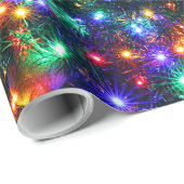 Papier Cadeau Étoiles pétillantes de Noël (Coin rond)