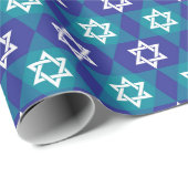 Papier Cadeau Étoiles Pour Hanukkah (Coin rond)