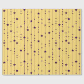 Papier Cadeau Étoiles pourpres Jaune Pop Art Holiday (Plat)