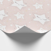 Papier Cadeau Etoiles Roses Et Blanches Baby showers Motifs (Coin)