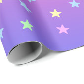 Papier Cadeau Étoiles roses et violettes Gradient (Coin rond)