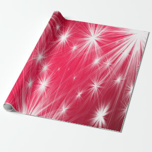Papier Cadeau Étoiles rouges de Noël avec les flocons de neige
