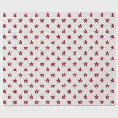 Papier Cadeau Étoiles rouges de Noël en blanc (Plat)