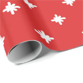 Papier Cadeau étoiles rouges et blanches motif d'hiver (Coin rond)