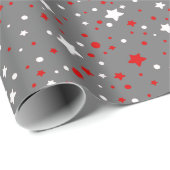 Papier Cadeau Étoiles rouges et blanches sur papier d'enveloppem (Coin rond)