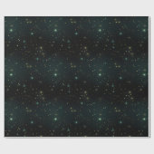 Papier Cadeau Étoiles sur fond noir (Plat)