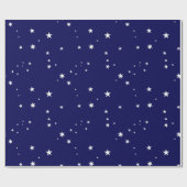 Papier Cadeau Étoiles sur papier d'enveloppement bleu foncé (Plat)