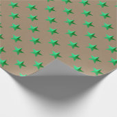 Papier Cadeau Étoiles Vertes brillantes Rustiques Kraft (Coin)