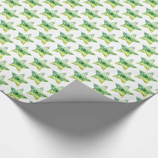 Papier Cadeau Étoiles vertes Étoile Motif Noël Élégant (Coin)