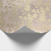 Papier Cadeau Étoiles VIP Foxier Rose Rose Rose Blush Or Floral (Coin)