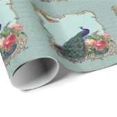 Papier Cadeau Etonnante qualité bleu/vert paon - enveloppement v (Coin rond)