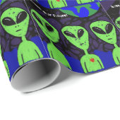 Papier Cadeau êtres Aliens art spatial (Coin rond)