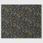 Papier Cadeau Eucalyptus australien d'acacia d'aquarelle jaune (Plat)