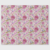 Papier Cadeau Eucalyptus Et Fleurs Roses (Plat)