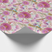 Papier Cadeau Eucalyptus Et Fleurs Roses (Coin)