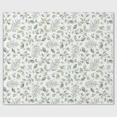 Papier Cadeau Eucalyptus et Motif de fougères rustiques (Plat)