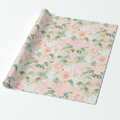 Papier Cadeau Eucalyptus Russe Floral Sage Vert rose (Déroulé)