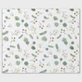 Papier Cadeau Eucalyptus Vert Argent Dollar Gum Blossoms (Plat)