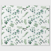 Papier Cadeau Eucalyptus Vert Clair Décoration Rustique Aquarell (Plat)