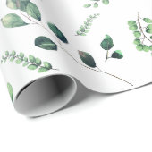 Papier Cadeau Eucalyptus Vert Clair Décoration Rustique Aquarell (Coin rond)
