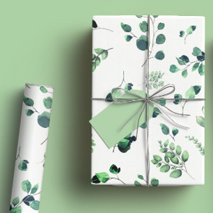 Papier Cadeau Eucalyptus Vert Clair Décoration Rustique Aquarell