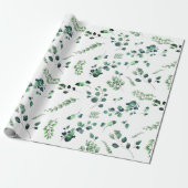 Papier Cadeau Eucalyptus Vert Clair Rustique Floraison Aquarelle (Déroulé)