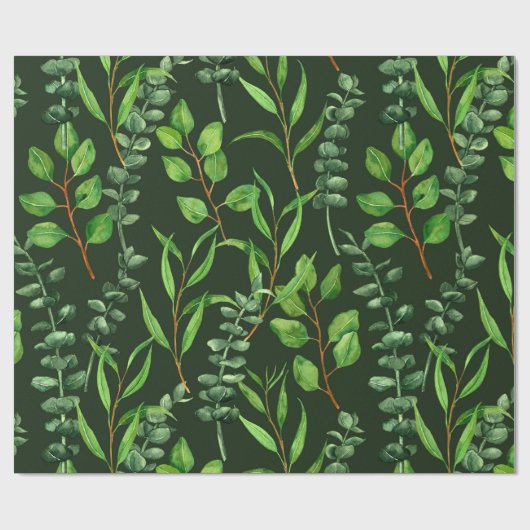 Papier Cadeau Eucalyptus vert foncé (Plat)