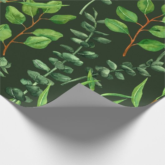 Papier Cadeau Eucalyptus vert foncé (Coin)
