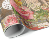 Papier Cadeau Europe Travel Vintage (Coin rond)