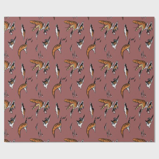 Papier Cadeau Évasion de vélociraptor (Plat)