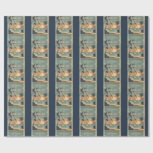 Papier Cadeau Évasion vintage hawaïenne au pays de l'Aloha vers